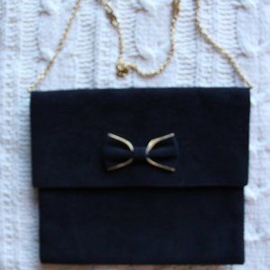 Black Envelope Suede Clutch, Evening Bag